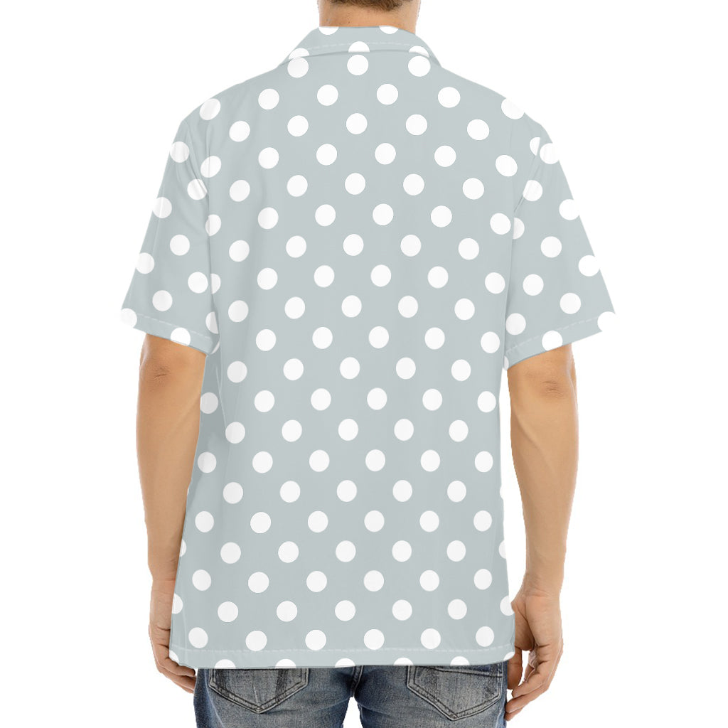 Grey And White Polka Dot Pattern Print Aloha Shirt