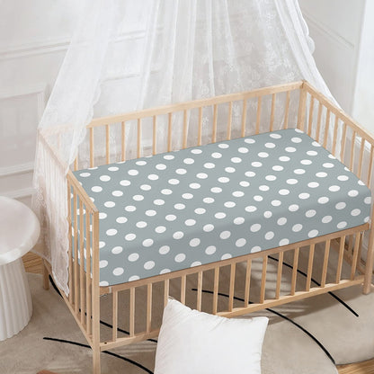 Grey And White Polka Dot Pattern Print Baby Crib Sheet