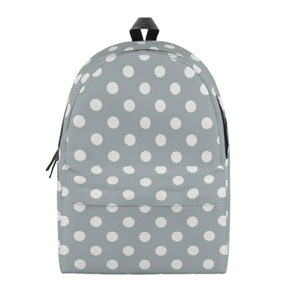 Grey And White Polka Dot Pattern Print Backpack