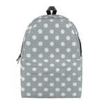 Grey And White Polka Dot Pattern Print Backpack