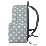 Grey And White Polka Dot Pattern Print Backpack