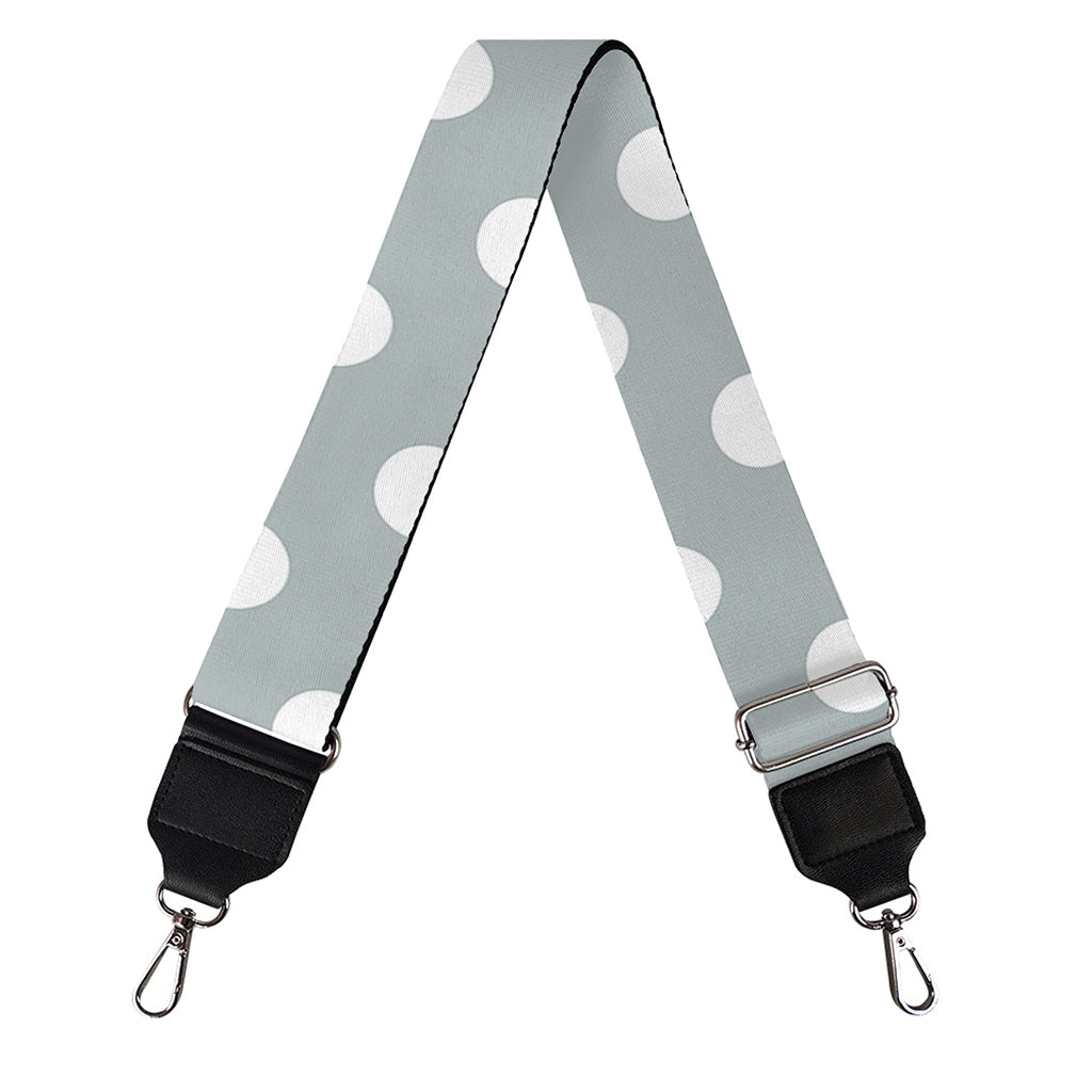 Grey And White Polka Dot Pattern Print Bag Strap