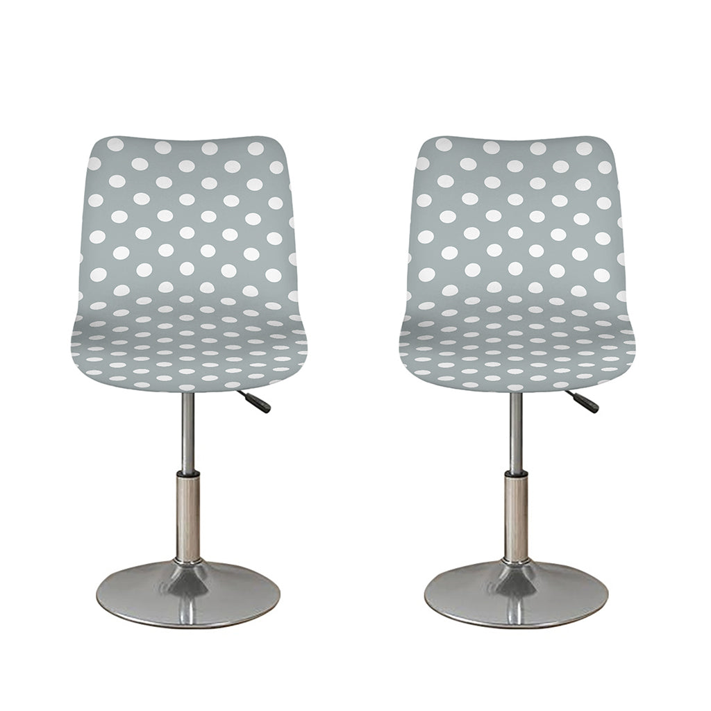 Grey And White Polka Dot Pattern Print Bar Stool Covers
