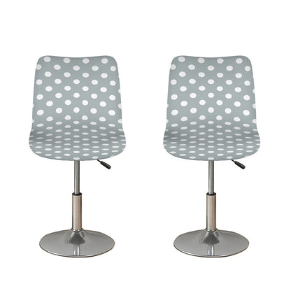 Grey And White Polka Dot Pattern Print Bar Stool Covers
