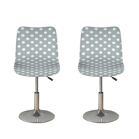 Grey And White Polka Dot Pattern Print Bar Stool Covers