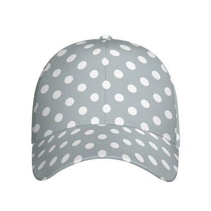 Grey And White Polka Dot Pattern Print Baseball Cap