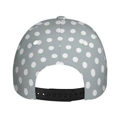 Grey And White Polka Dot Pattern Print Baseball Cap