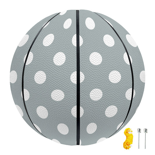 Grey And White Polka Dot Pattern Print Basketball