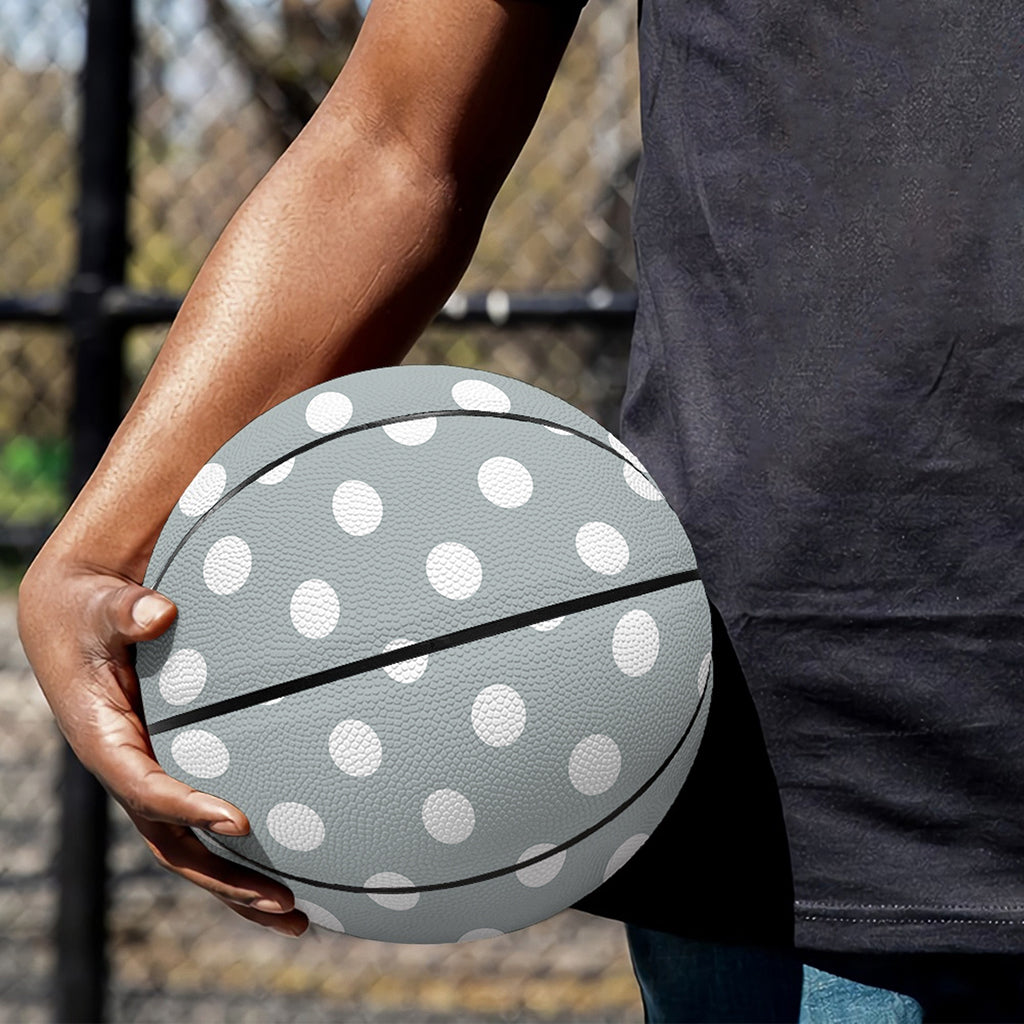 Grey And White Polka Dot Pattern Print Basketball
