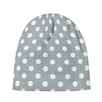 Grey And White Polka Dot Pattern Print Beanie