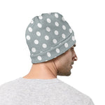 Grey And White Polka Dot Pattern Print Beanie