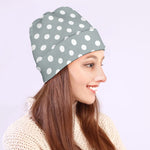 Grey And White Polka Dot Pattern Print Beanie