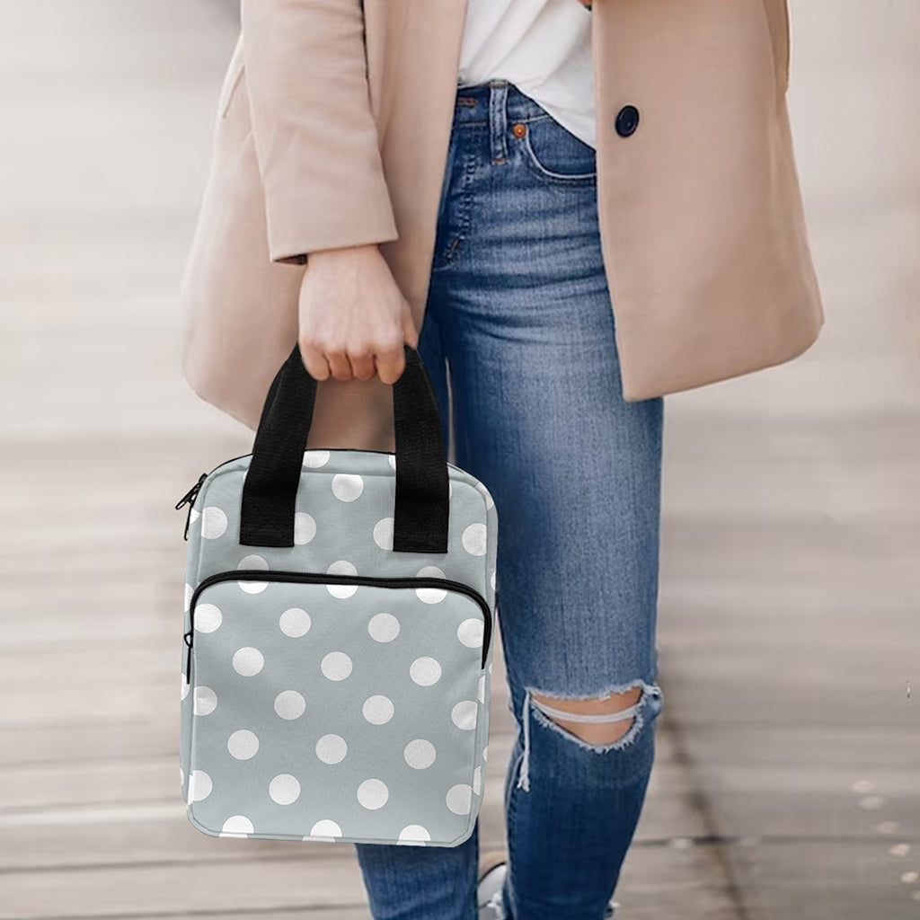 Grey And White Polka Dot Pattern Print Bible Tote Bag