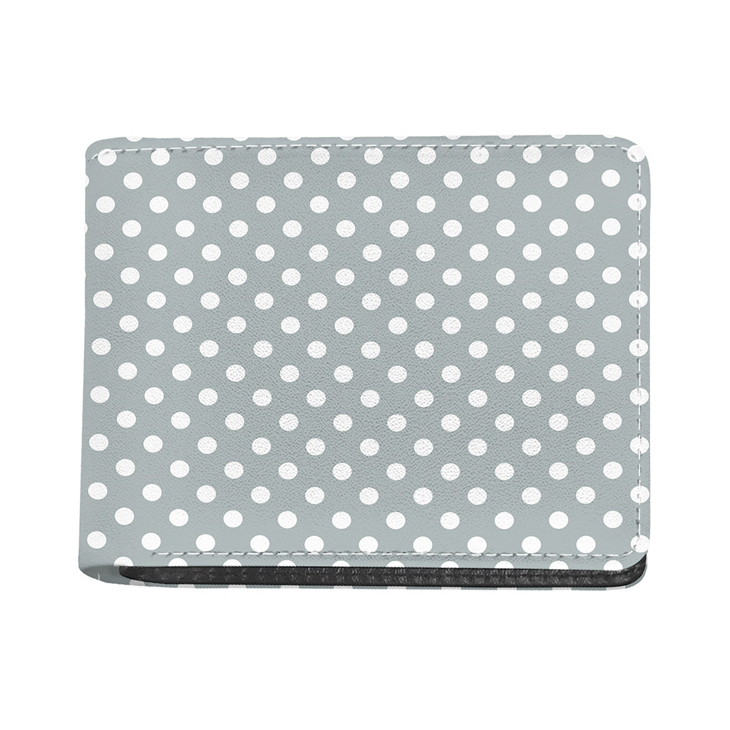 Grey And White Polka Dot Pattern Print Bifold Wallet