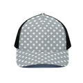 Grey And White Polka Dot Pattern Print Black Mesh Trucker Hat