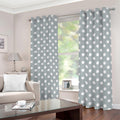 Grey And White Polka Dot Pattern Print Dimout Grommet Curtains