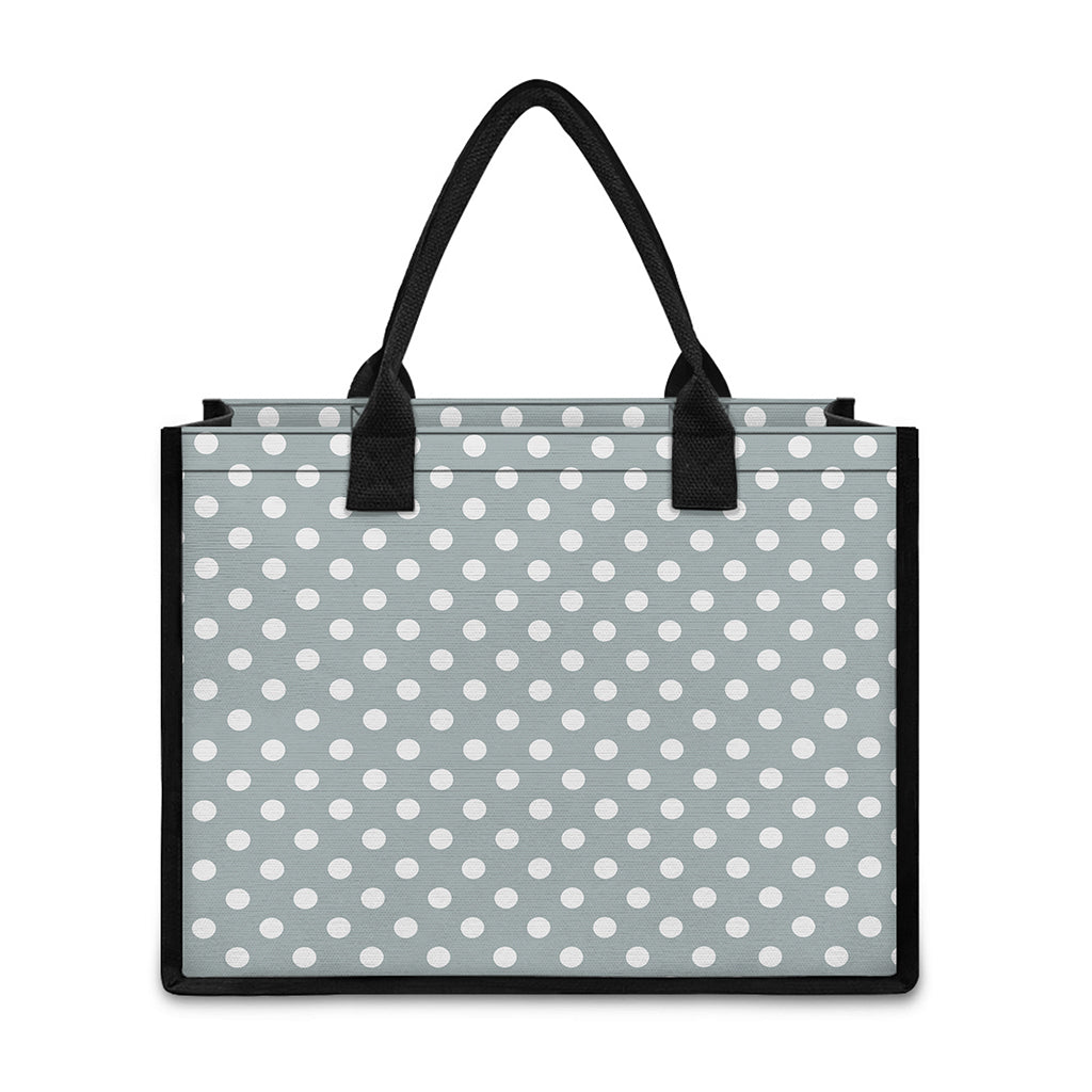 Grey And White Polka Dot Pattern Print Canvas Tote Bag