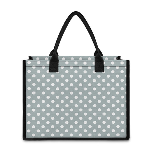 Grey And White Polka Dot Pattern Print Canvas Tote Bag