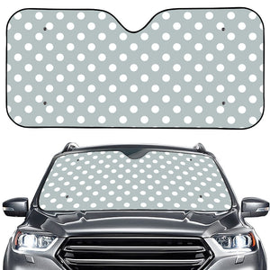 Grey And White Polka Dot Pattern Print Car Windshield Sun Shade