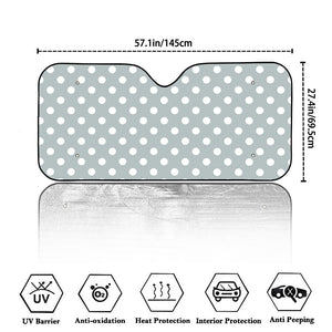 Grey And White Polka Dot Pattern Print Car Windshield Sun Shade