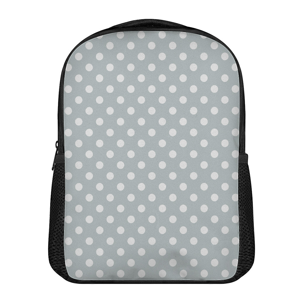 Grey And White Polka Dot Pattern Print Casual Backpack