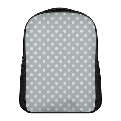 Grey And White Polka Dot Pattern Print Casual Backpack