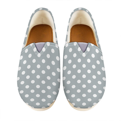 Grey And White Polka Dot Pattern Print Casual Shoes