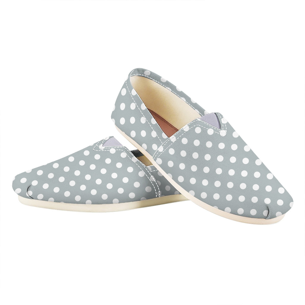 Grey And White Polka Dot Pattern Print Casual Shoes