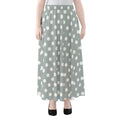 Grey And White Polka Dot Pattern Print Chiffon Maxi Skirt