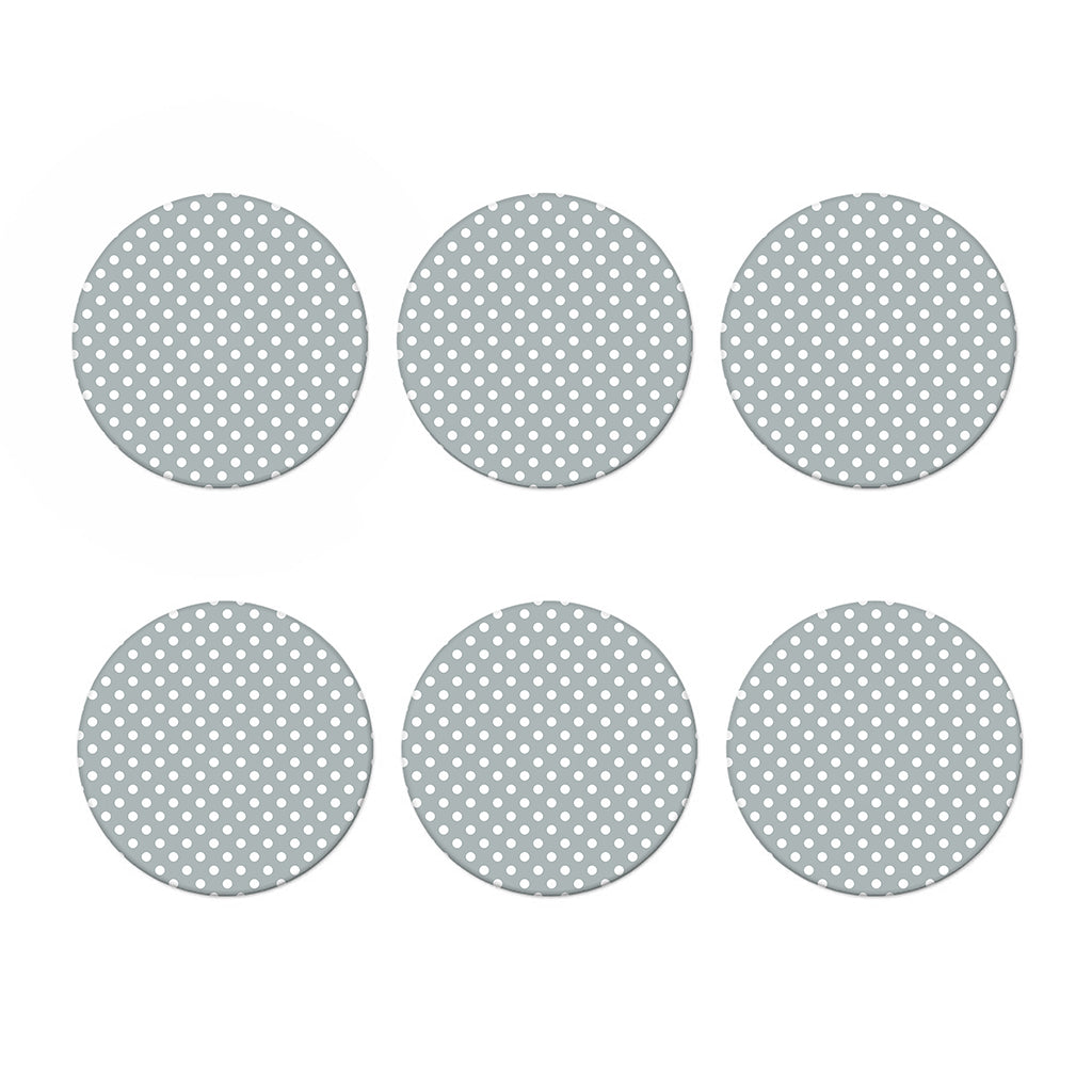 Grey And White Polka Dot Pattern Print Coaster Set