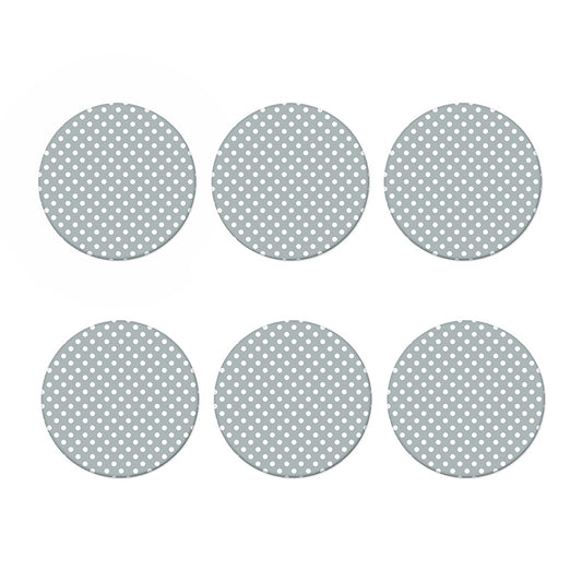 Grey And White Polka Dot Pattern Print Coaster Set
