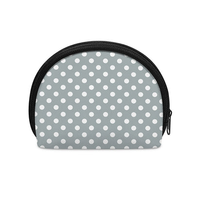 Grey And White Polka Dot Pattern Print Coin Purse