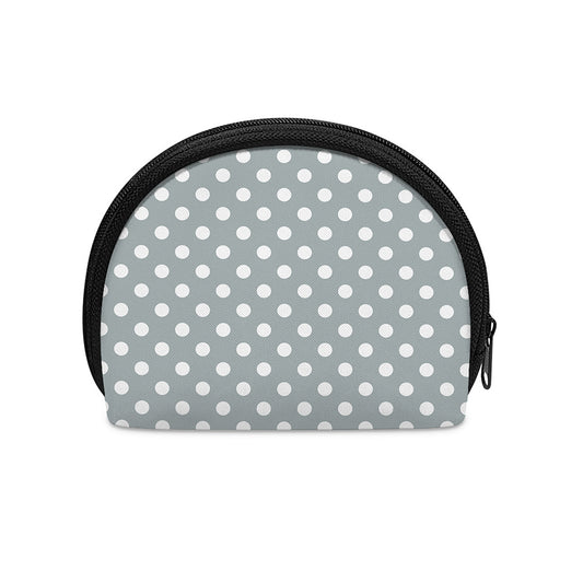 Grey And White Polka Dot Pattern Print Coin Purse