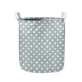 Grey And White Polka Dot Pattern Print Collapsible Laundry Basket
