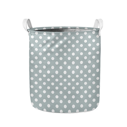 Grey And White Polka Dot Pattern Print Collapsible Laundry Basket