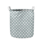 Grey And White Polka Dot Pattern Print Collapsible Laundry Basket