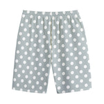 Grey And White Polka Dot Pattern Print Cotton Shorts