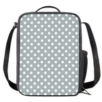 Grey And White Polka Dot Pattern Print Crossbody Lunch Bag