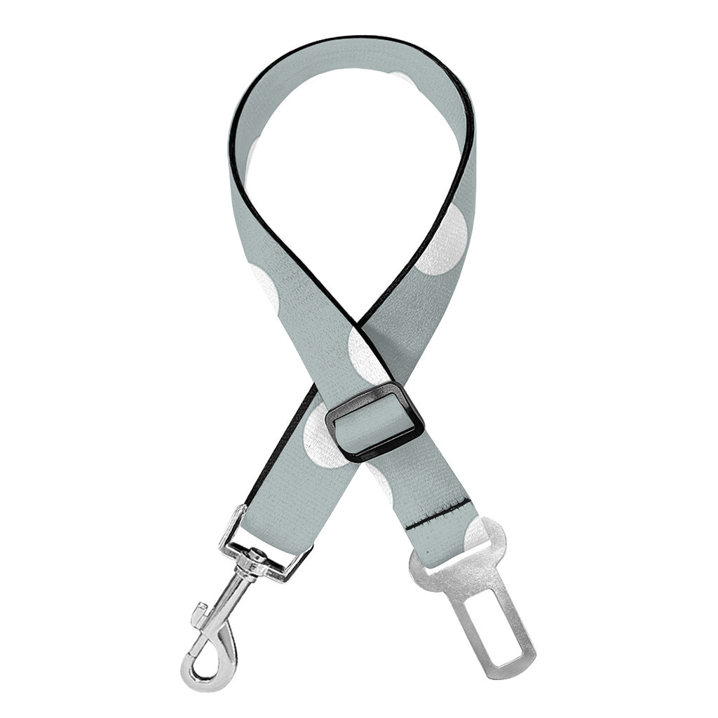 Grey And White Polka Dot Pattern Print Dog Seat Belt