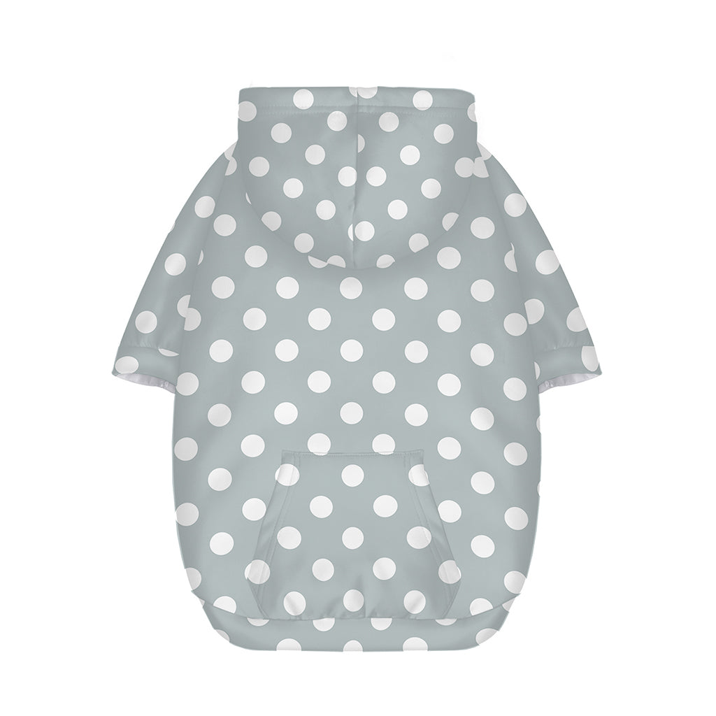Grey And White Polka Dot Pattern Print Dog Zip Up Hoodie