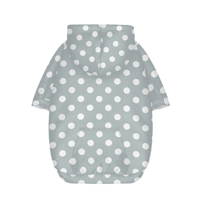 Grey And White Polka Dot Pattern Print Dog Zip Up Hoodie