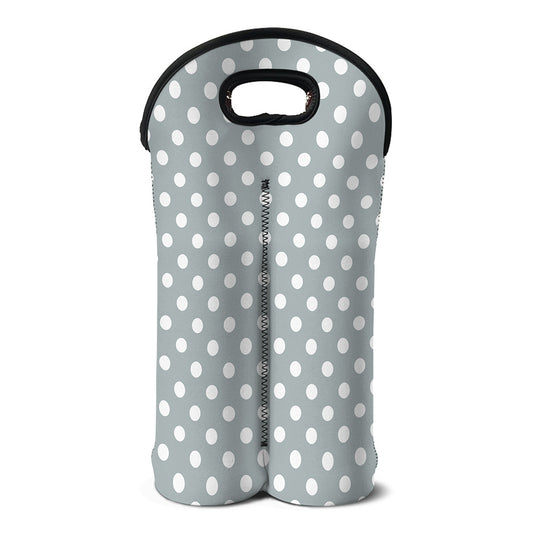 Grey And White Polka Dot Pattern Print Double Neoprene Wine Tote