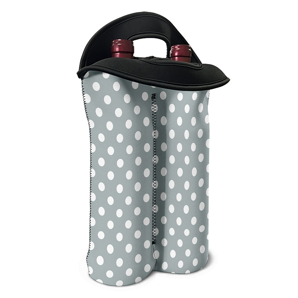 Grey And White Polka Dot Pattern Print Double Neoprene Wine Tote