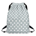 Grey And White Polka Dot Pattern Print Drawstring Backpack