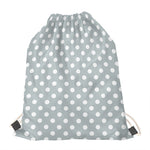 Grey And White Polka Dot Pattern Print Drawstring Bag