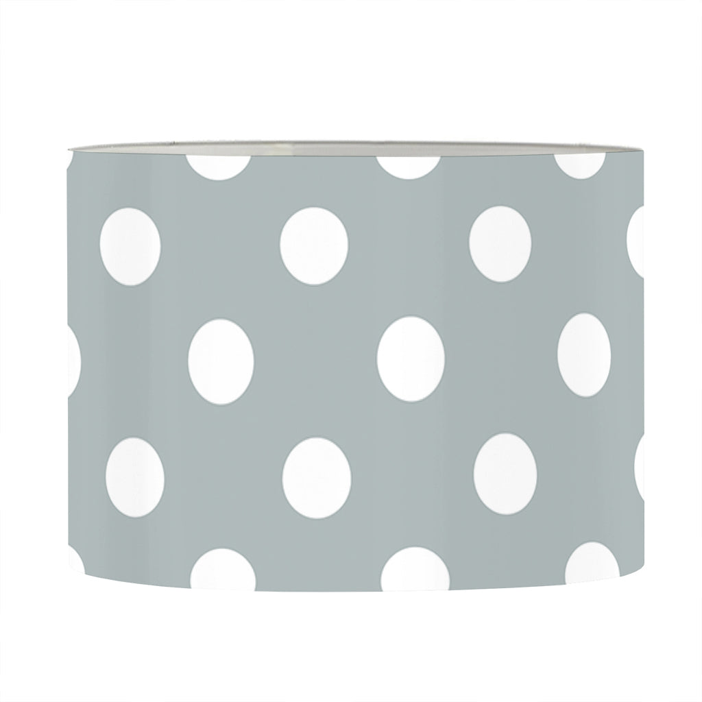 Grey And White Polka Dot Pattern Print Drum Lamp Shade