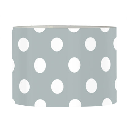 Grey And White Polka Dot Pattern Print Drum Lamp Shade