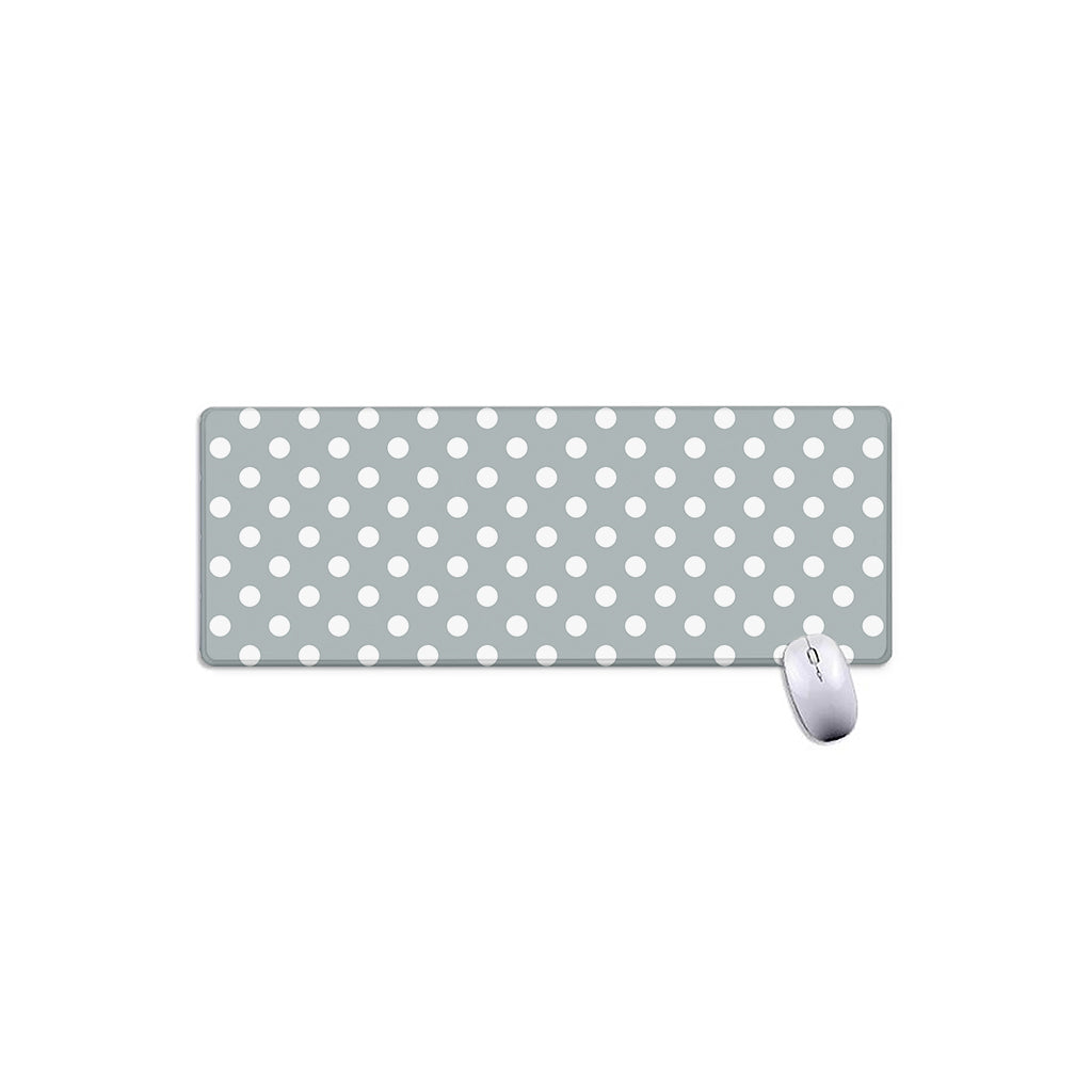 Grey And White Polka Dot Pattern Print Extended Mouse Pad