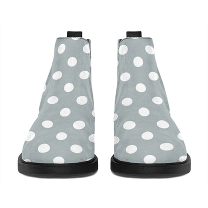 Grey And White Polka Dot Pattern Print Flat Ankle Boots