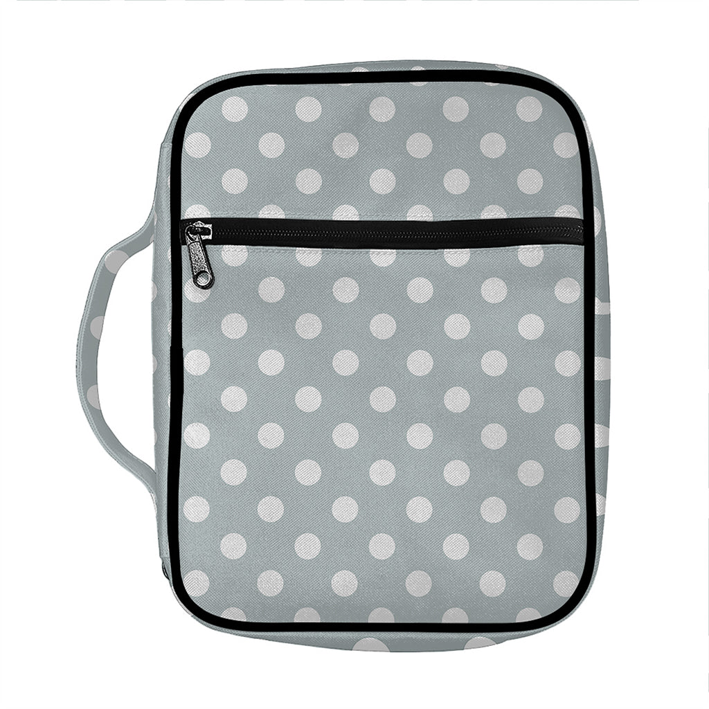 Grey And White Polka Dot Pattern Print Front Pocket Bible Bag